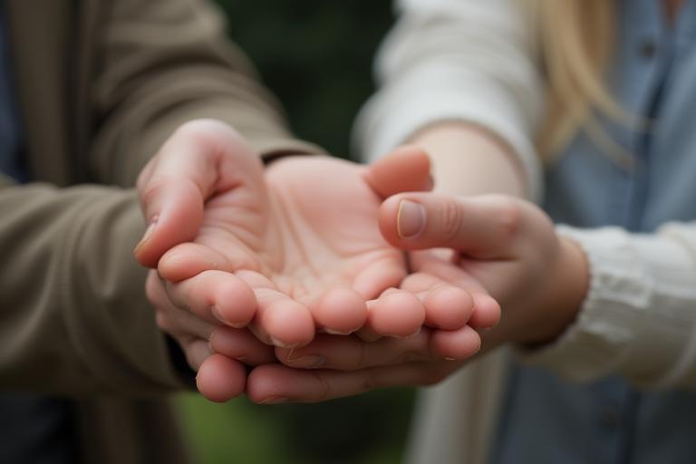 Volunteers helping people, showing compassion and aid