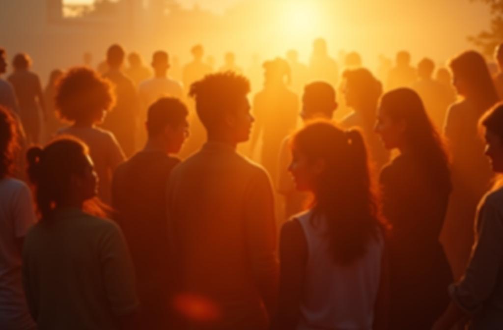 Group of people working together, symbolizing community and hope